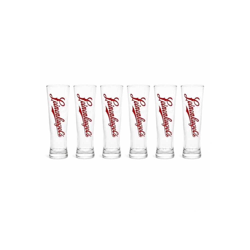 Leinenkugel's Pilsner Beer Glasses‎ Unisex OS Clear Red Logo Set of 6 Shandy 9"